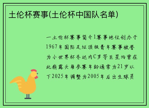土伦杯赛事(土伦杯中国队名单)